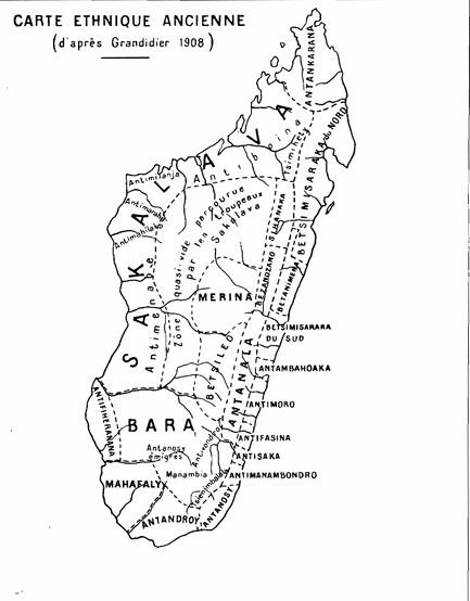 Carte ethnique de Madagascar, édition 1958 par Deschamps