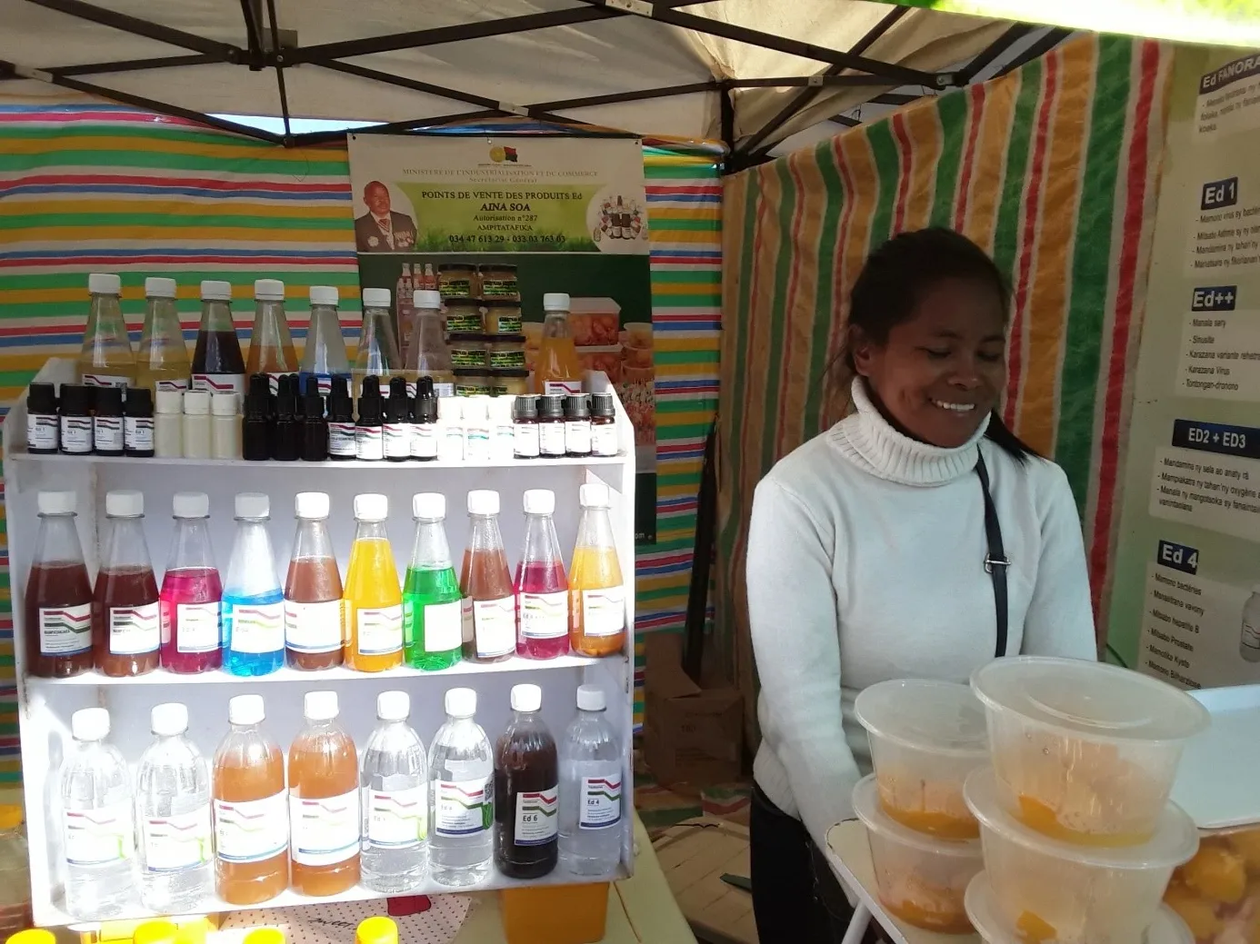 À côté du miel et du sakoa, Tinah commercialise également les produits ED, présentés par l'entreprise comme des produits à vocation sanitaire et de bien-être.